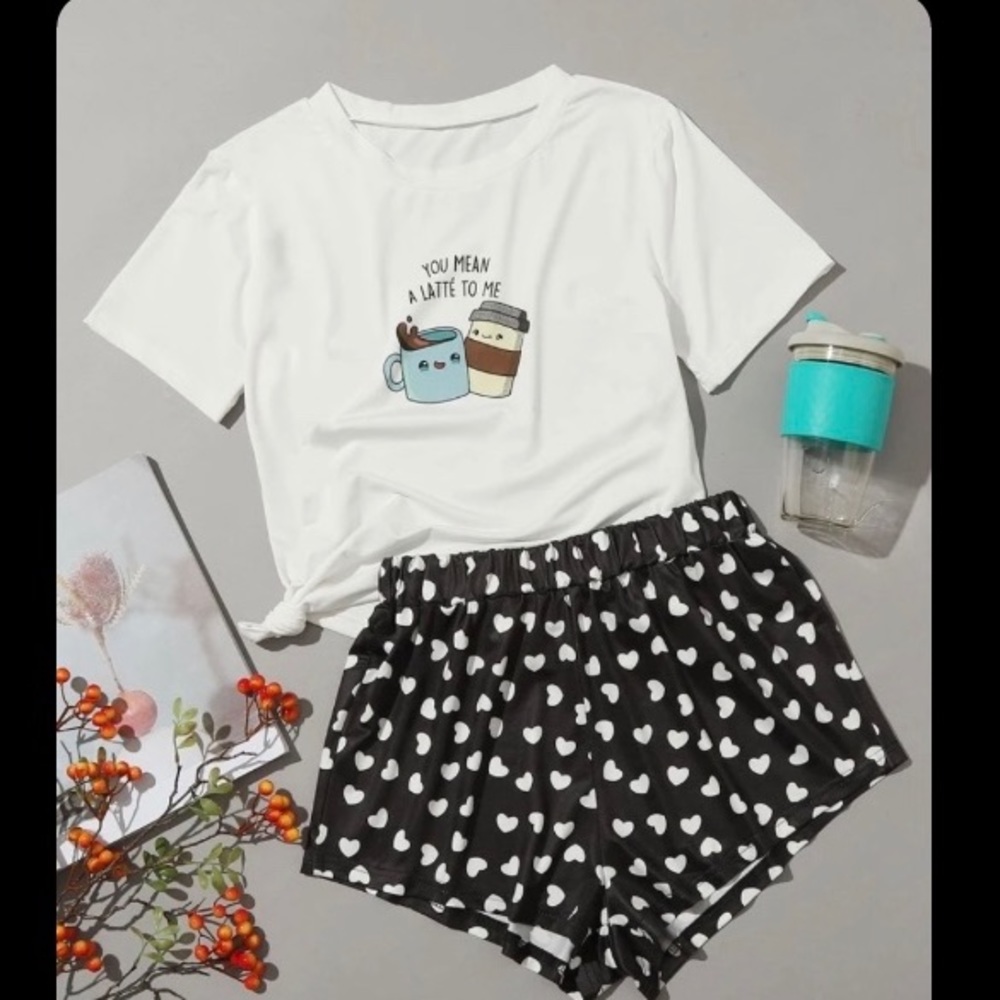 You mean a latte to me shorts and tee pj s…